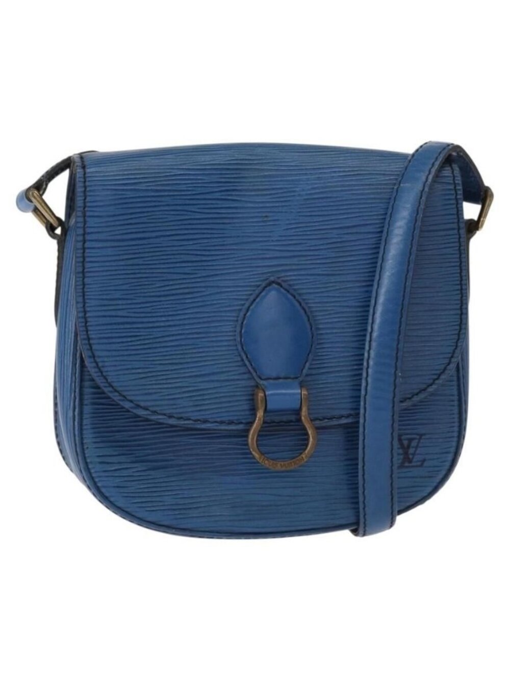 Authentic LOUIS VUITTON Epi Saint Cloud PM Shoulder Bag Blue M52195 LV
